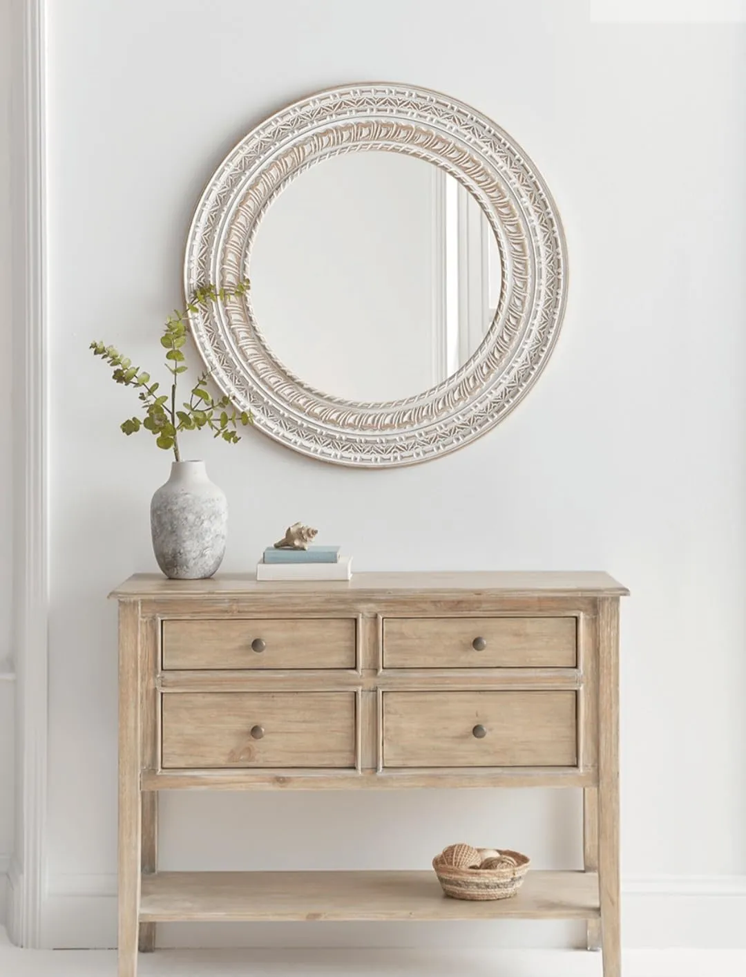 WILDWOOD Wood Wall Mirror | Wall Hanging | Wall Frame | without Mirror Frame | Wall Decor Mirror | Only Frame with Out Mirror (36"x36" inch)(White)