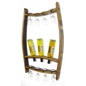 Wine Barrel Stemware and 3 bottle Wall Display