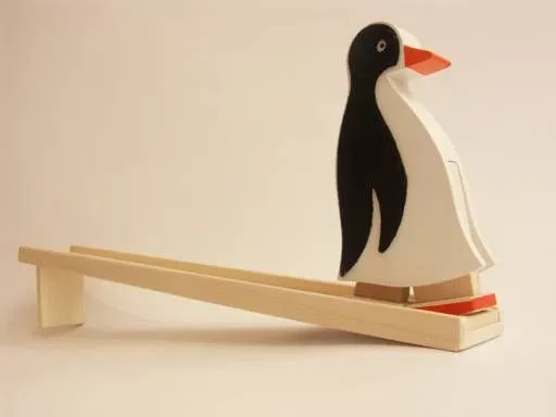 Wooden Walking Penguin Toy with Track